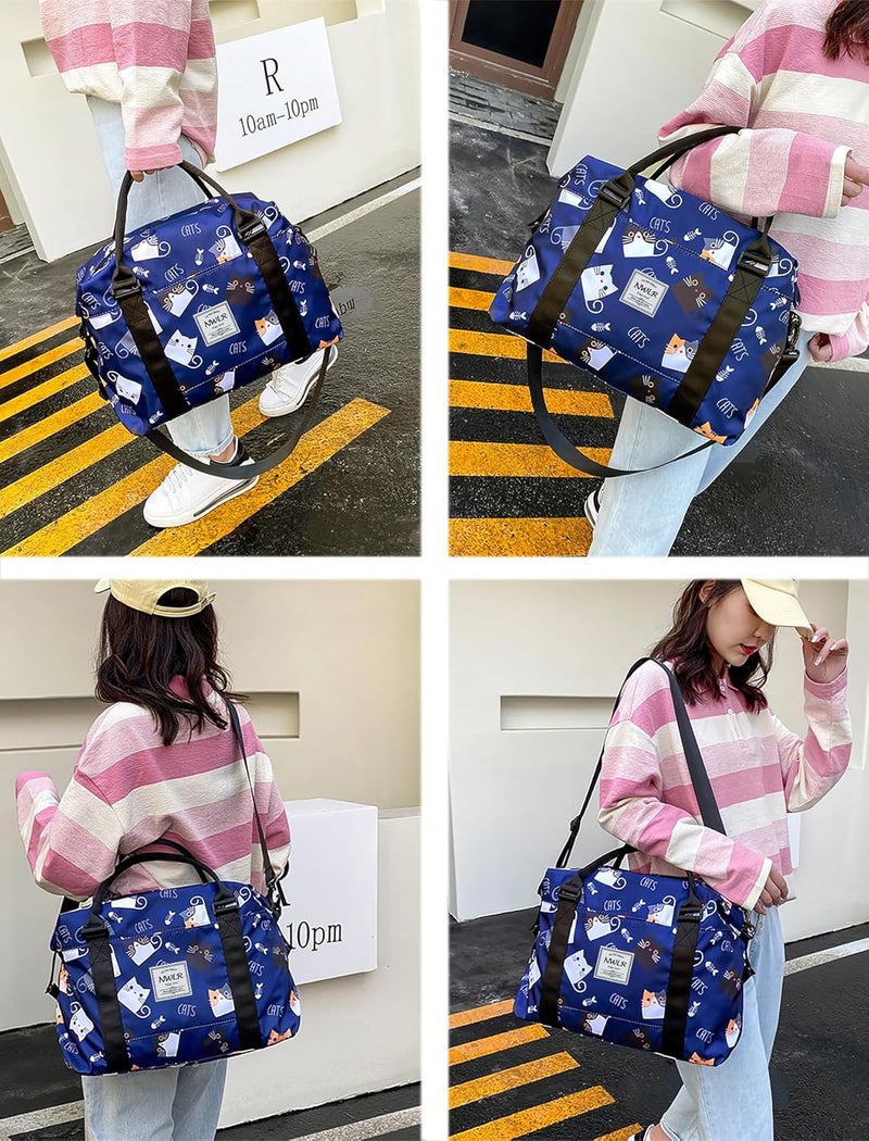 NWLR Travel Duffle Bag Weekender Overnight Bag Gym Tote with Dry and Wet Separated Pocket for Women Girls Shoulder Workout Duffel Bag Water Resistant (lovely cats) - Image 2